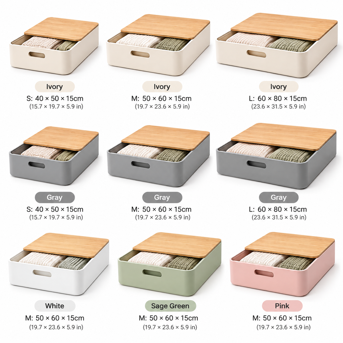 voqzelyn™ Low-Profile Under-Bed Storage Bins with Wood-Look Lids