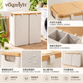 voqzelyn™ Double-Section Laundry Hamper with Wood-Look Top