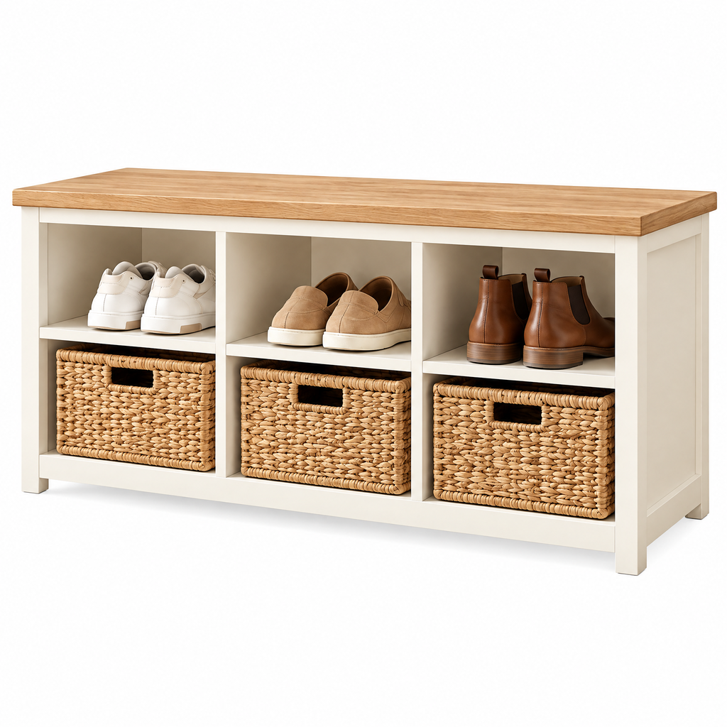 voqzelyn™ Entryway Shoe Storage Bench with Open Cubbies