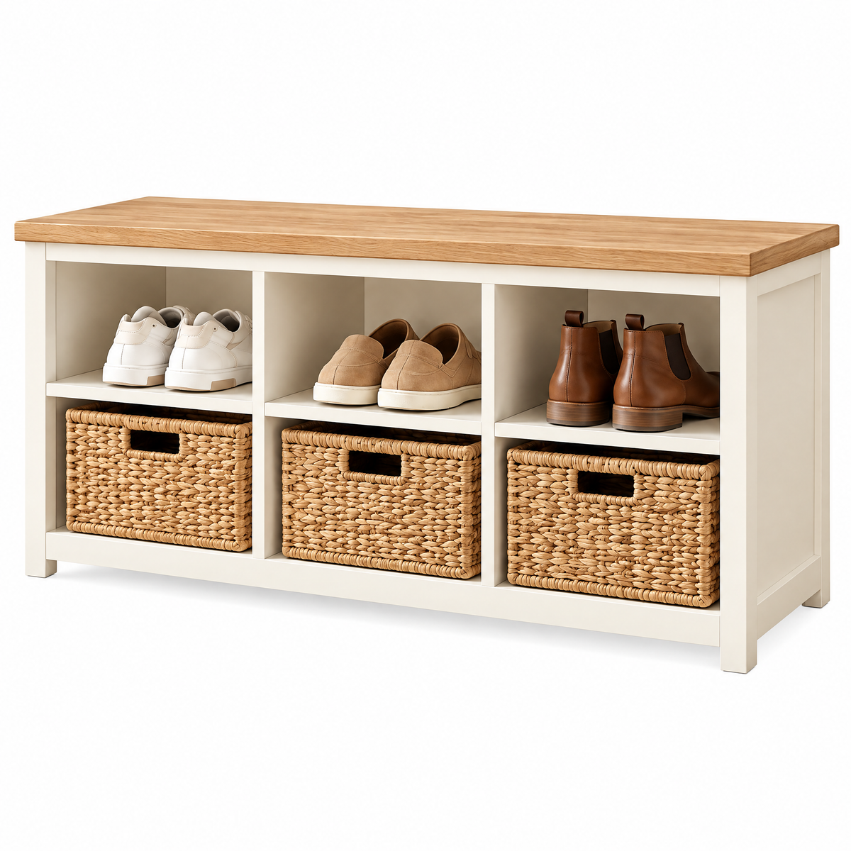 voqzelyn™ Entryway Shoe Storage Bench with Open Cubbies