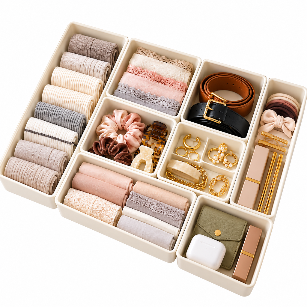 voqzelyn™ Modular Drawer Organizer Bin Set