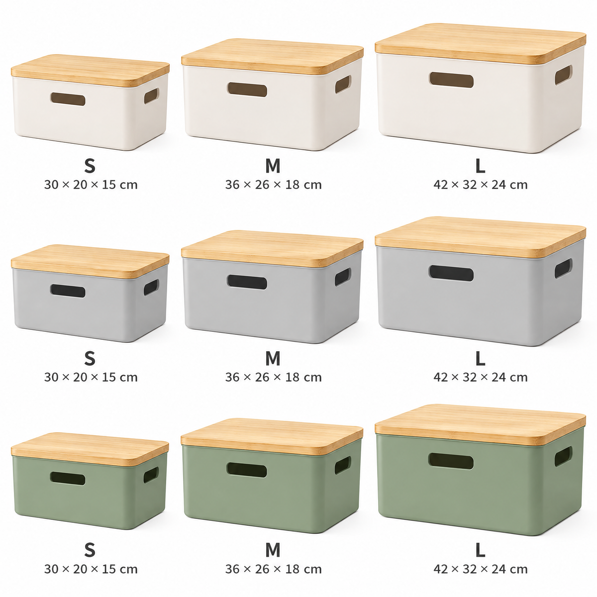 voqzelyn™ Stackable Storage Boxes with Wood-Look Lids
