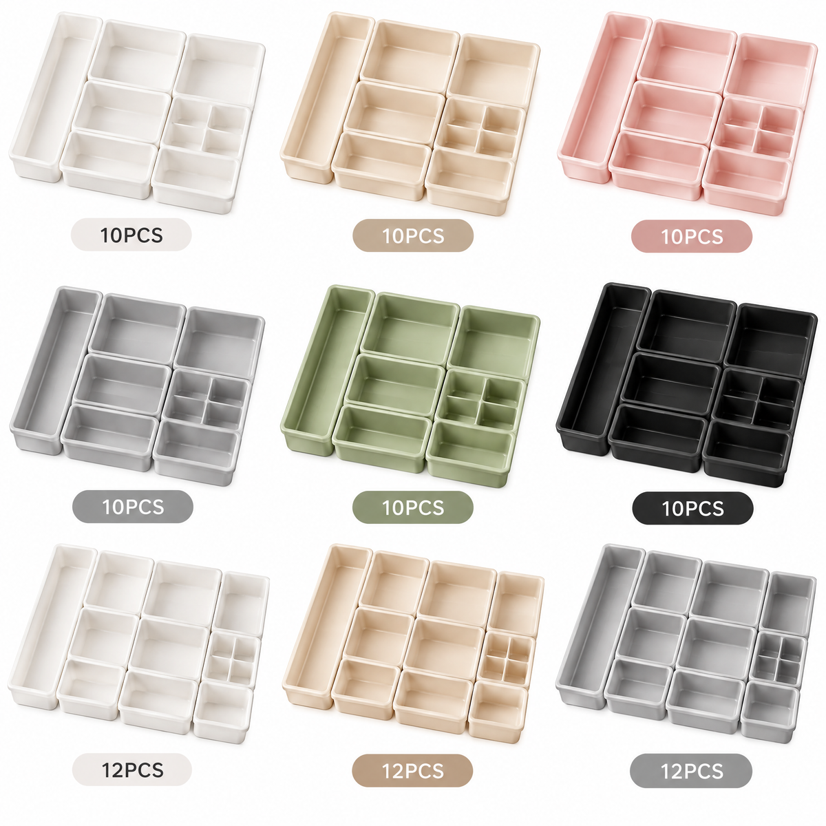 voqzelyn™ Modular Drawer Organizer Bin Set
