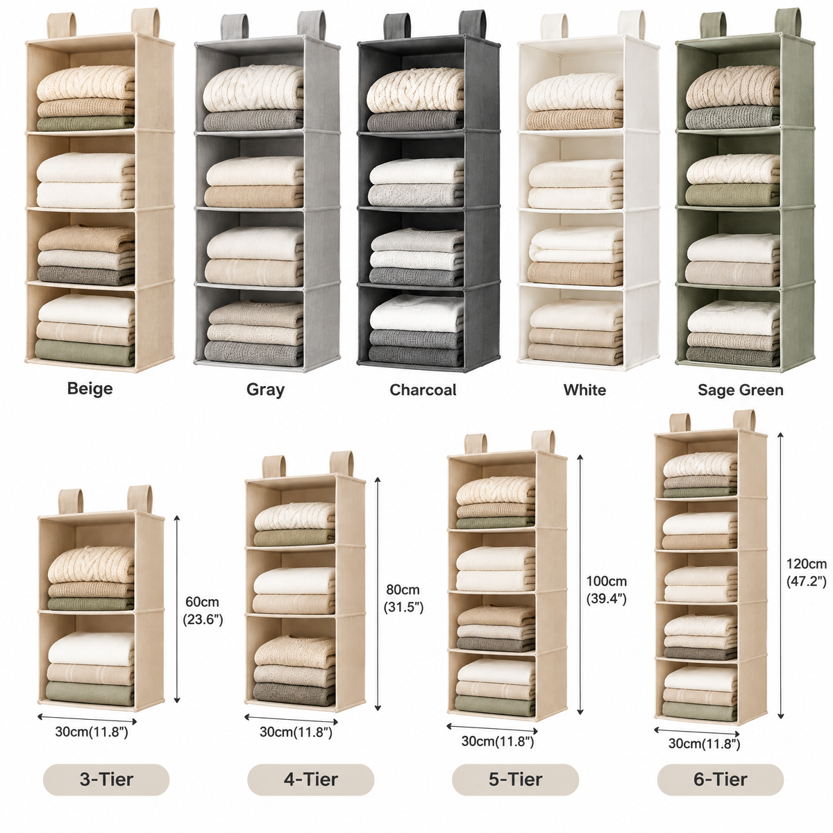 voqzelyn™ 4-Tier Hanging Closet Shelf Organizer